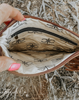Stockdale Checkered Cowhide Wristlet Pouch