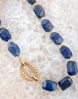 Chunky Blue Lapis Station Golden Necklace