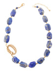 Chunky Blue Lapis Station Golden Necklace