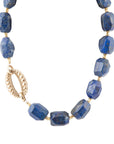 Chunky Blue Lapis Station Golden Necklace