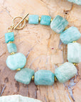 Chunky Green Amazonite Golden Toggle Bracelet