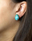 Clip On Blue Turquoise Golden Earrings