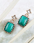 Cognate Green Malachite Post Drop Golden Earrings