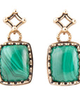 Cognate Green Malachite Post Drop Golden Earrings