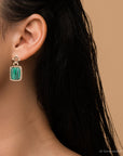 Cognate Green Malachite Post Drop Golden Earrings