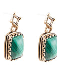 Cognate Green Malachite Post Drop Golden Earrings