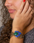 Cognate Green Malachite and Blue Lapis Golden Cuff Bracelet