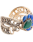 Cognate Green Malachite and Blue Lapis Golden Cuff Bracelet