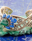 Cognate Green Malachite and Blue Lapis Golden Cuff Bracelet