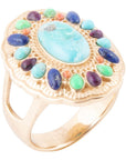 Concho Colorful Golden Statement Ring