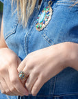 Concho Colorful Golden Statement Ring