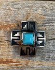 Southwest Antique Silver Turquoise 1" Concho W201S