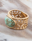 Cut it Out Blue Turquoise Golden Ring
