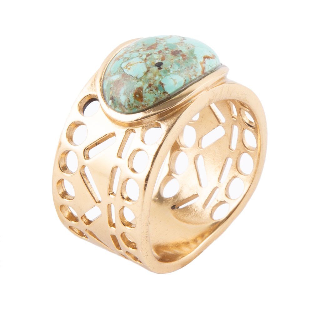 Cut it Out Blue Turquoise Golden Ring