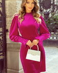 Georgia Smocked Ruffled Puff Sleeve Velvet Dress