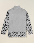 Leopard Colorblock Mock Neck Sweater
