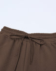 Solid Textured T-Shirt and Drawstring Pants Set