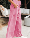 Mineral Wash Reverse Seam Drawstring Elastic Waist Pants