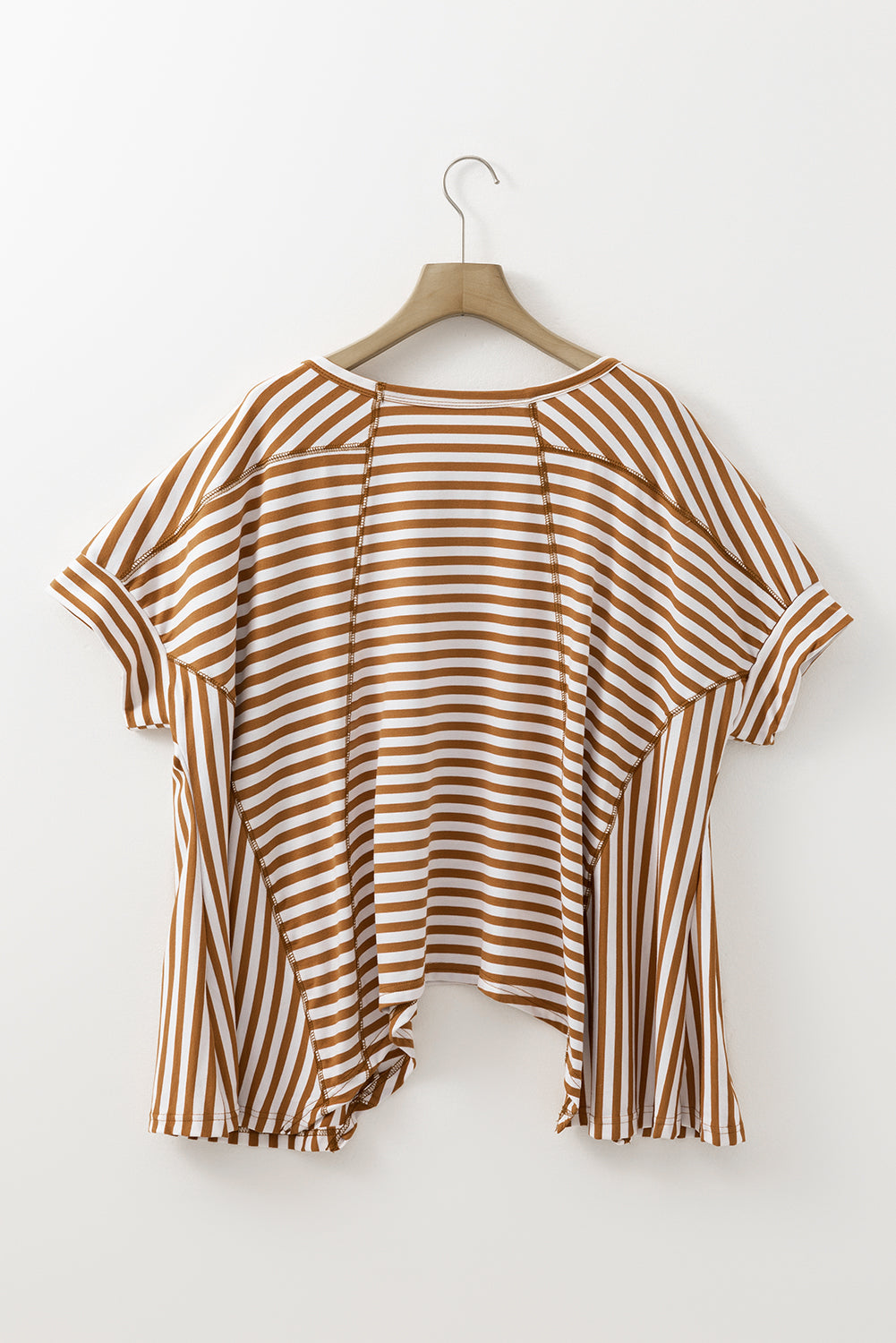 Alia Stripe Batwing Sleeve Crewneck Oversized Top