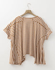Alia Stripe Batwing Sleeve Crewneck Oversized Top