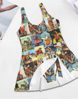 Vintage Cowboy Skirted Swimsuit