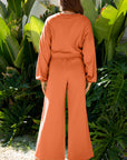 Solid Puff Sleeve Top and Drawstring Pants Set