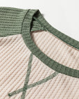Colorblock Waffle Knit Raglan Sleeve Top