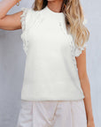 Fringe Mock Neck Sleeveless Sweater