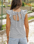 Taytum Butterfly Sleeve Hollowed Knot Back Top