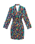 Crazy Cactus Lady Women's Long Sleeve Belted Satin Feel Dressing Lounge Robe