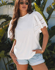 Giana Embroidered Short Sleeve O Neck Top
