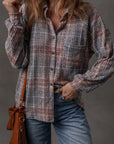 Plaid Textured Button-Up Chest Pocket Shirt