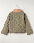 Teddy Collar Flap Pockets Quilted Puffer Jacket