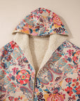 Floral Sherpa Lined Hooded Jacket
