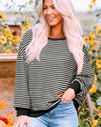 Angie Stripe Loose Drop Shoulder Long Sleeve Top