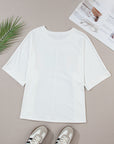 MAMA Chenille Patched Crew Neck Top
