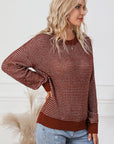 Marley Heathered Knit Drop Shoulder Puff Sleeve Sweater