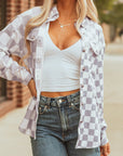 Checker Flap Pocket Button Front Shacket