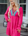 Lyra Crochet V Neck Long Sleeve Mini Dress