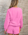 Colorblock Stripe Pullover and Shorts Set