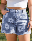 Shiloh Plus Size Floral Pattern Denim Shorts
