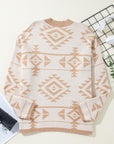 Plus Size Western Aztec Long Sleeve Sweater