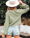 Natalia Bow Tie Front Ruffle Trim Long Sleeve Gauze Blouse