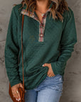 Zara Texture Plaid Trim Sweatshirt