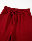 Solid Textured T-Shirt and Drawstring Pants Set