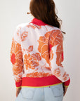 Floral Half Zip Collared Pullover Sweater