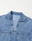 Denim Collared V-Neck Pocketed Dress