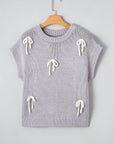 Sara Bowknot Applique Cap Sleeve Sweater
