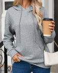 Ariel Quilted Kangaroo Pocket Drawstring Hoodie