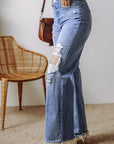 Madilyn Distressed Raw Hem Straight Leg High Waist Jeans